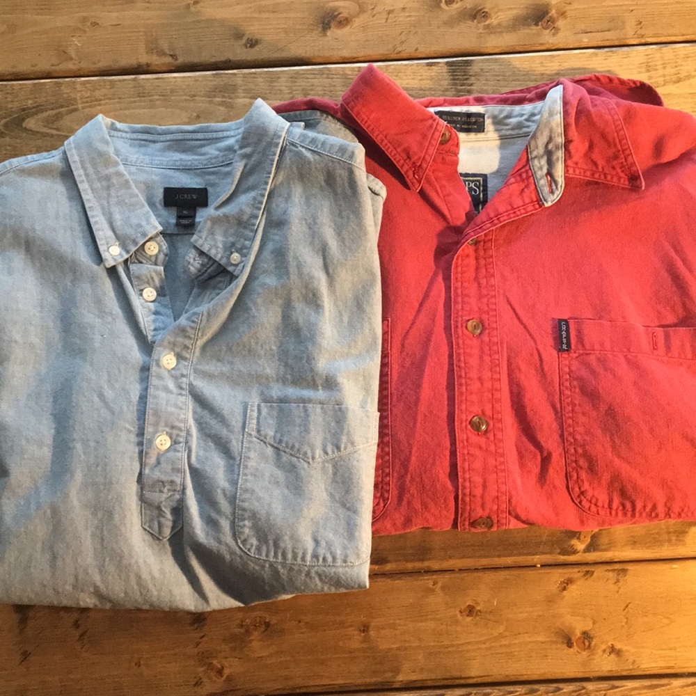 2 Denim Shirts - 1 is Chaps/RL - 1 is JCrew - EUC!
